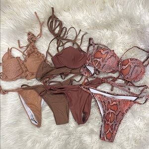 Brown and Snake Print Bikini Set